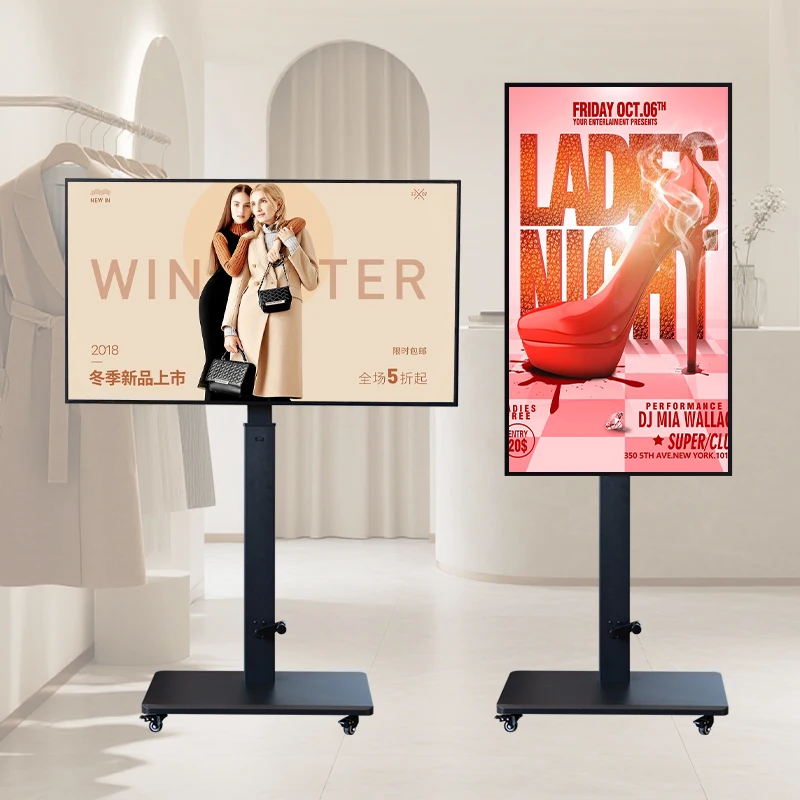 55 Inch Portable 4K Animation Display Shopping Mall Indoor Floor-Standing Slim Thin Android Monitor Digital Signage And Display