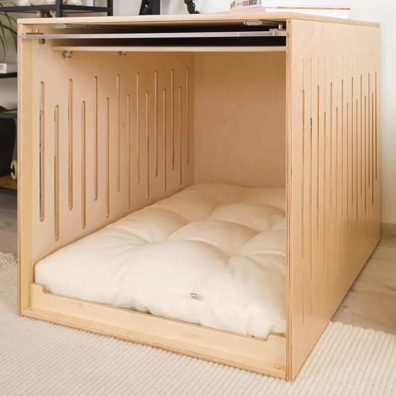 

Solid Pine Wood Dog House Elegant Pet Furniture Featuring Cat Bed Dog Bed Dog Wooden Houses