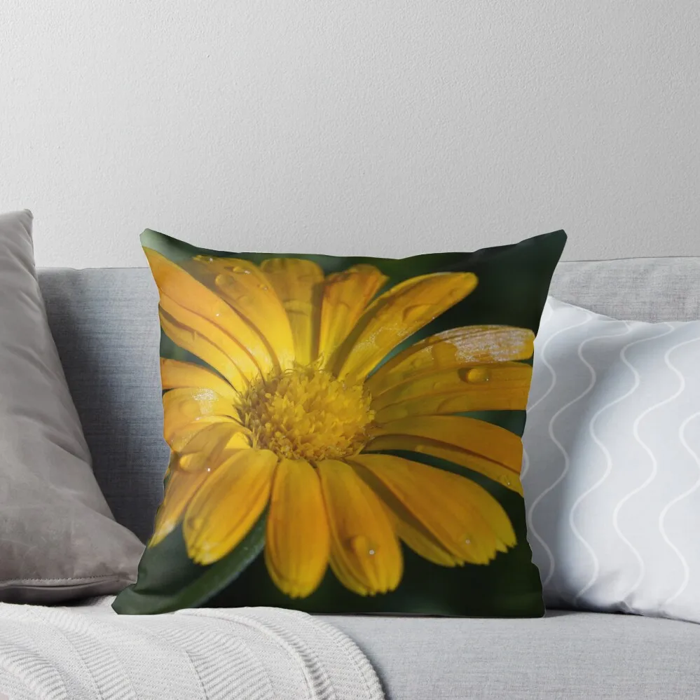 Raindrops on a yellow flower Throw Pillow autumn pillowcase Marble Cushion Cover pillow