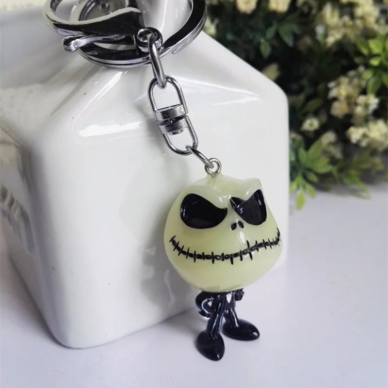 The Nightmare Before Christmas Anime Pumpkin King Jack Pendant Keychain Car Key Ring Mobile Phone Bag Hanging Jewelry Kids Gifts