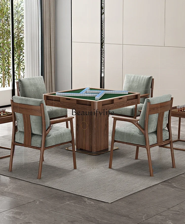 

New Chinese solid mahjong table North American black walnut automatic mahjong table electric mute