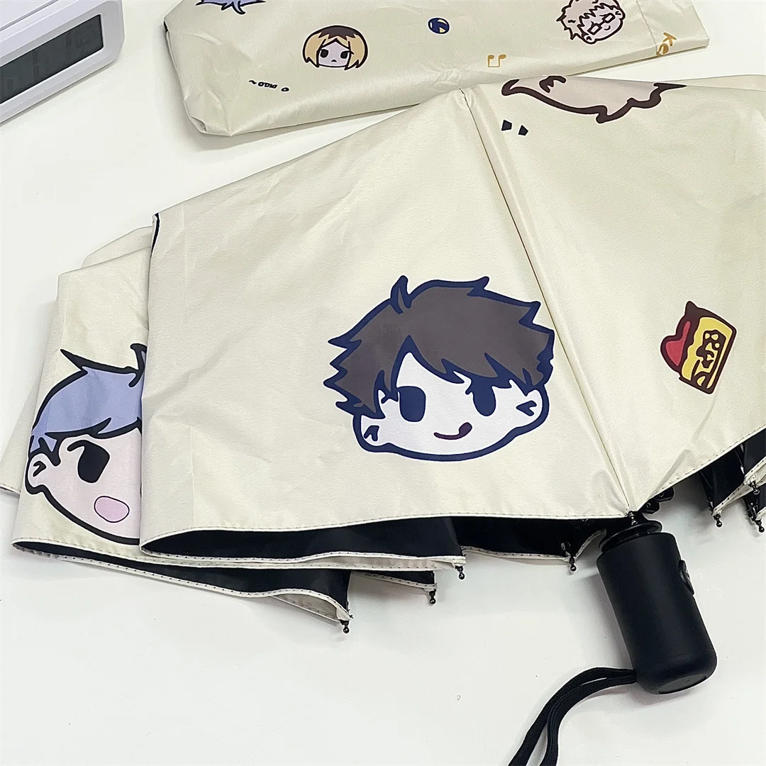 Anime Haikyuu!! Cosplay Cartoon Short Handle Gorgeous Full-automatic Sunshade All-weather Windproof Umbrella Birthday Xmas Gift