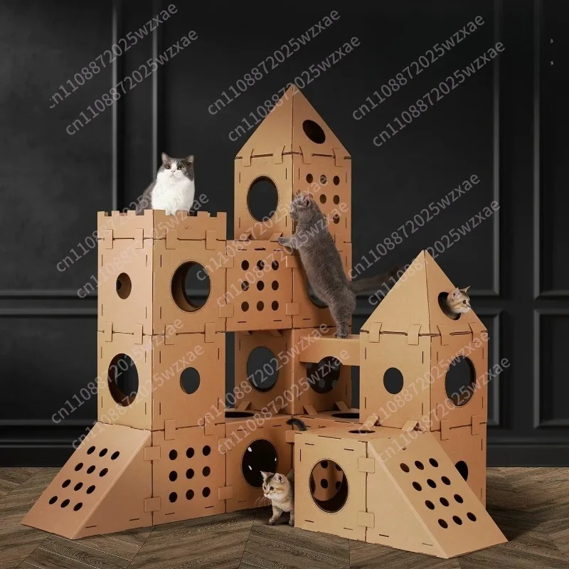 Pet cat nest, cat climbing frame, scratching board, claw mill, wear-resistant carton, cat house, large playground