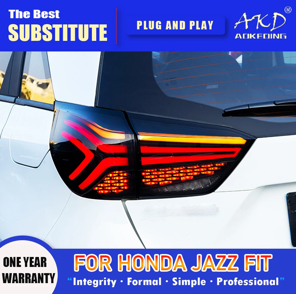 AKD Tail Lamp for Honda Jazz Fit GR9 LED Tail Light 2020-2022 Fit GR9 Rear Fog Brake Turn Signal Automotive Accessories