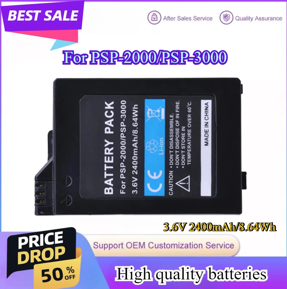

New 3.6V 2400mAh Li-ion Replacement Battery Cell for Sony PSP-2000 PSP-s110 PSP 3000 3.6V Battery Pack Game Machine Batteries