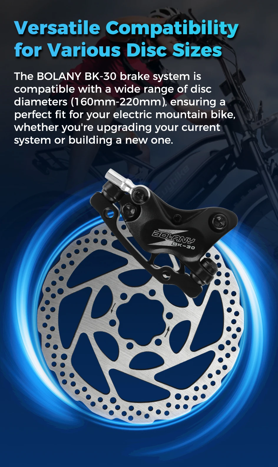 BOLANY Elektrofahrrad 4-Kolben hydraulische Bremsen MTB Scheibenbremse Stromausfall Schutz Mountainbike Bremsen für E-Bike-Teile – Detail 6
