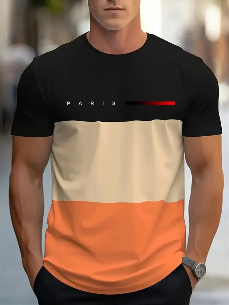 2025 Summer new trendy men's T-shirt, loose and casual printed top
