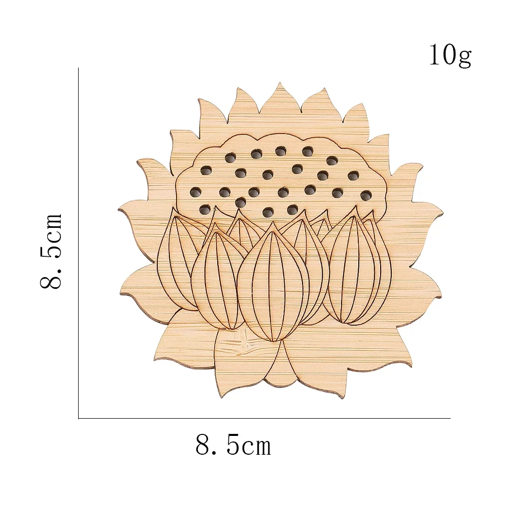 Bamboo hollow carving lotus tea pad insulation creative Chinese anti-ironing small tray placemats for table dish drying coasters