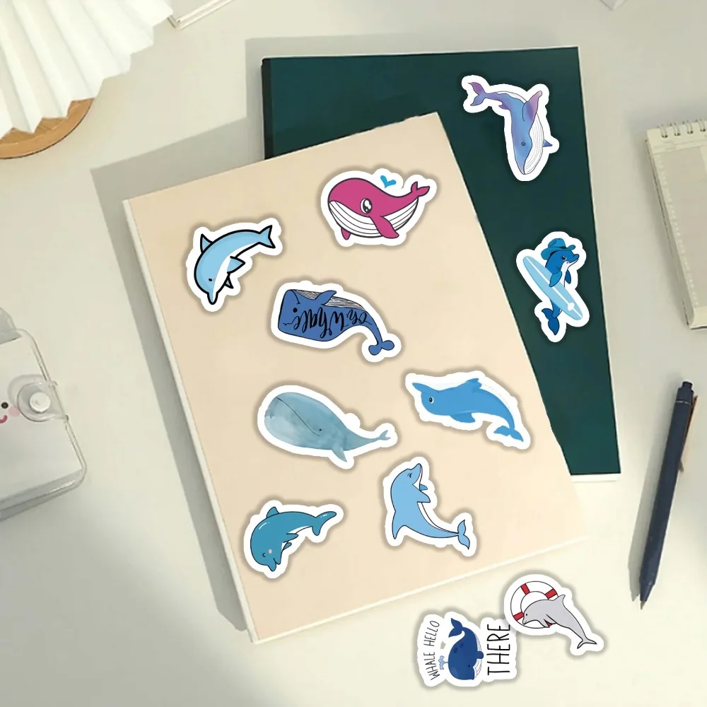 10/100Pcs Blue Cute and Interesting Marine Creatures Shark Stickers Decoration Bicycle Luggage Phone Case Refrigerator Handbook