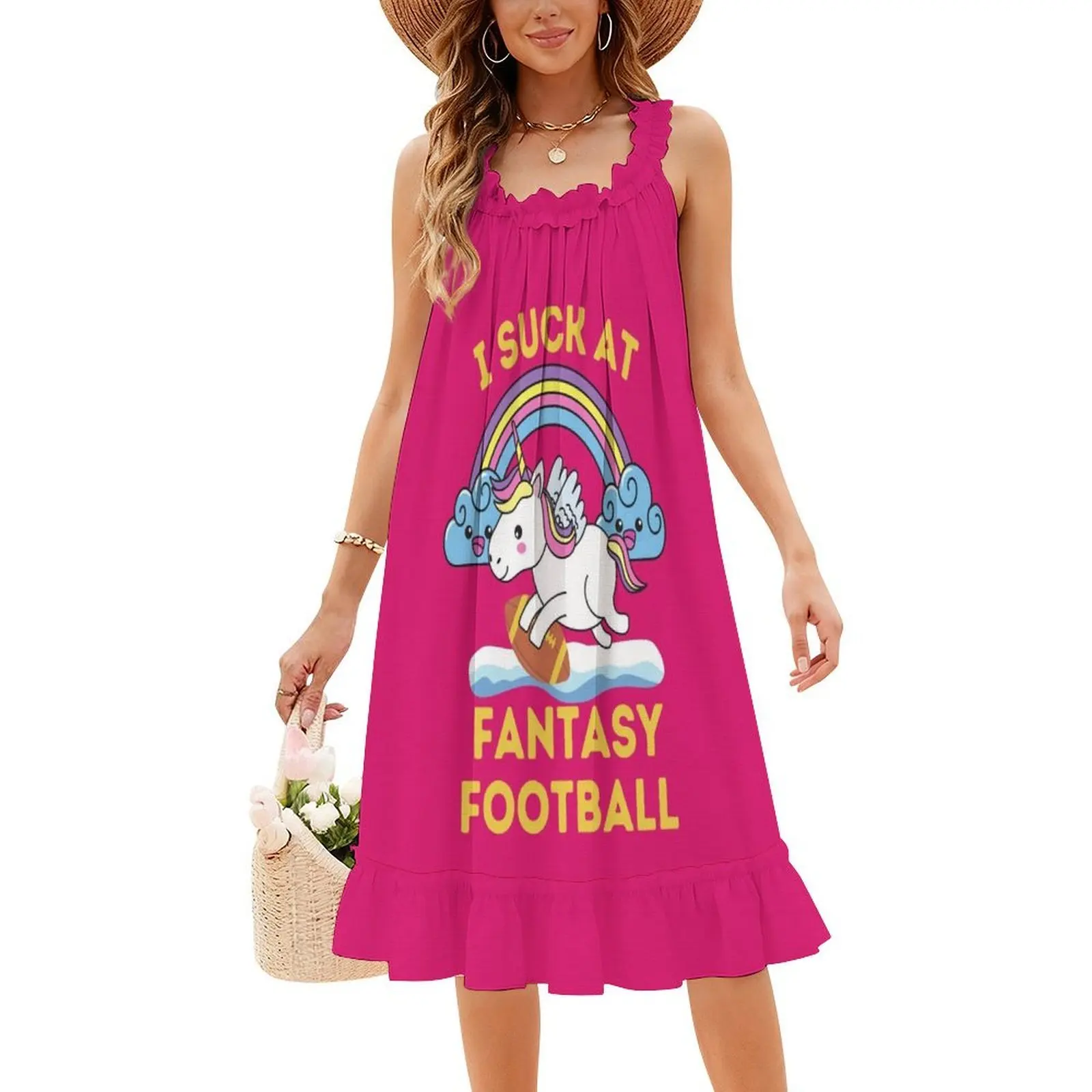 فستان I Suck At Fantasy Football النسائي الأنيق للحفلات على شكل حرف A مع خيارات قصيرة/طويلة/بدون أكمام I Suck At Fantasy