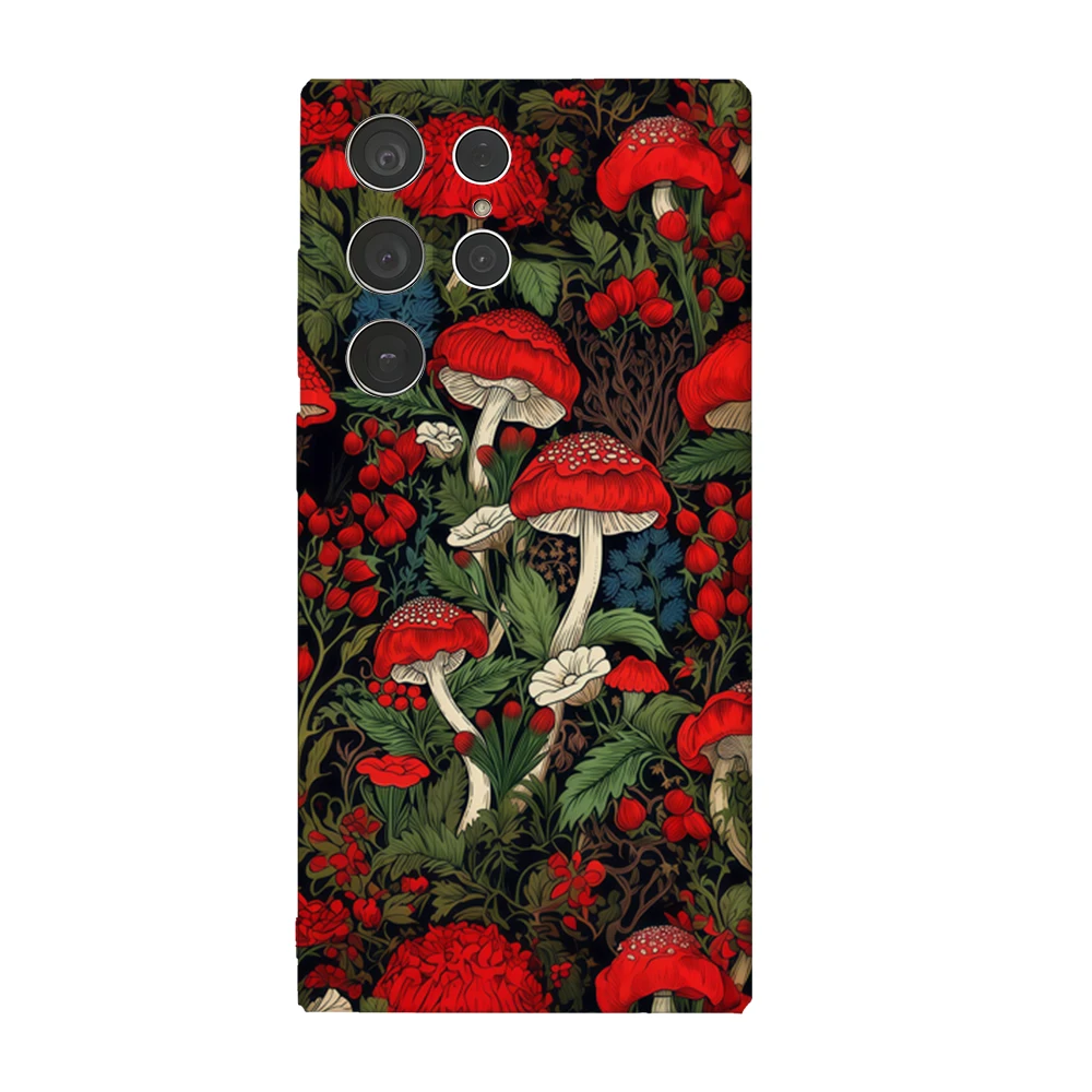 Red Mushroom Grove Handyhülle für Samsung Galaxy S25 S24 S23 Ultra Plus A35 A353 Glänzende HD Hard Cover Film Shell