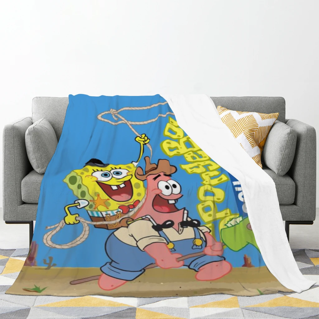 SpongeBob Medium Blanket Soft comforter sets throw for Couch Warm Flannel Blankets Bedroom Décor