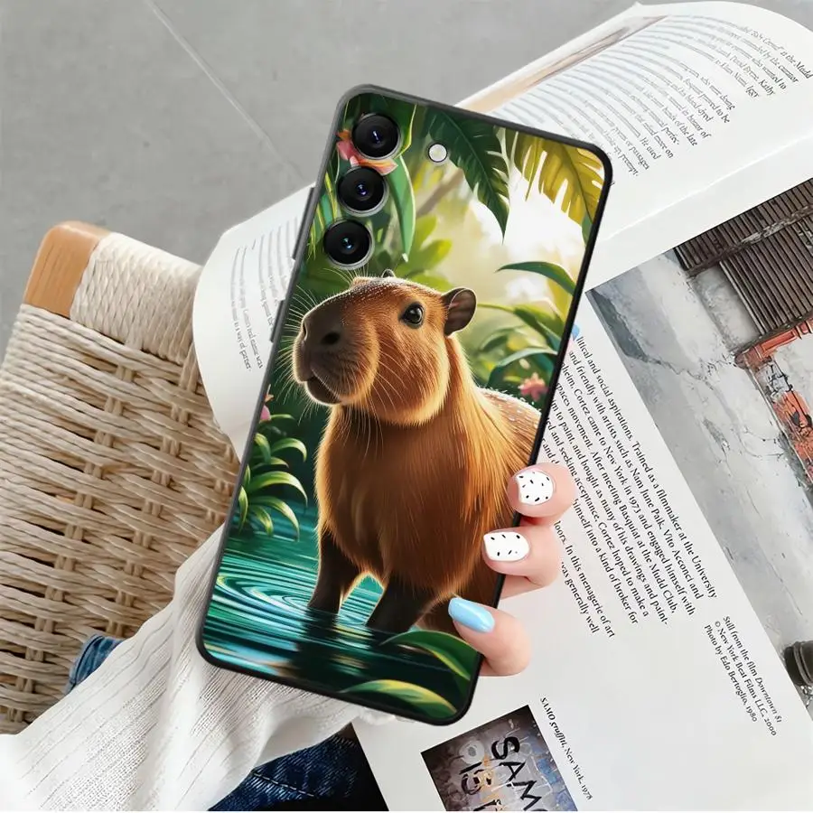 

Чехол для Samsung Galaxy A24 A55 A32 A51 A73 A25 A71 A41 A23 A53 A35 A36 A26 A72 A22 A52 Черный Мягкий чехол для телефона Cute Capybara