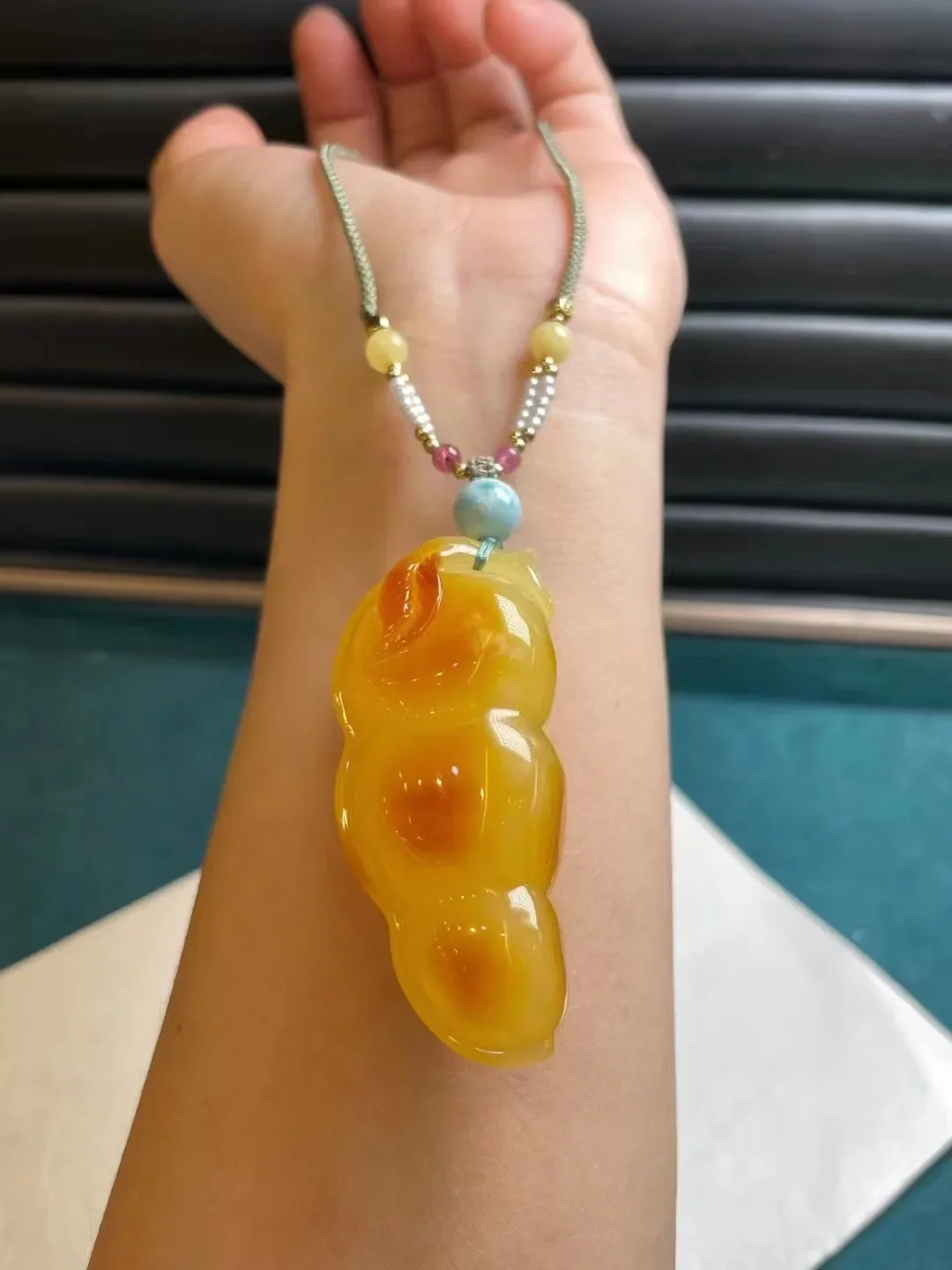 

Natural 100% real yellow amber beeswax jade legumes Pendant necklace Women Charms Amulet Gifts For Ladies luxury Good Luck Gift