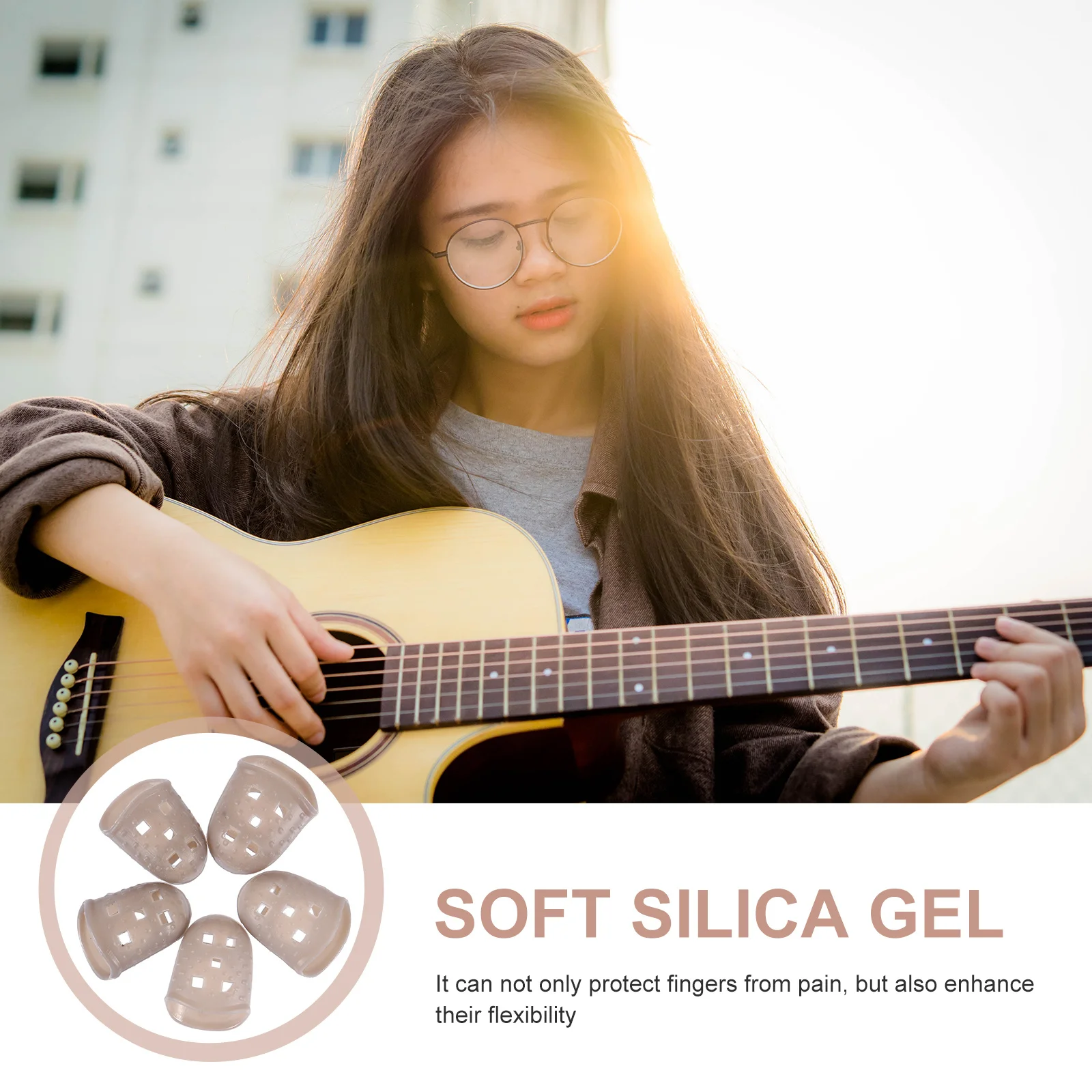 

25Pcs Guitar Fingertip Covers Flexible Silicone Finger Protection Caps for Harp Banjo Thumb Piano Breathable Wear Resistant