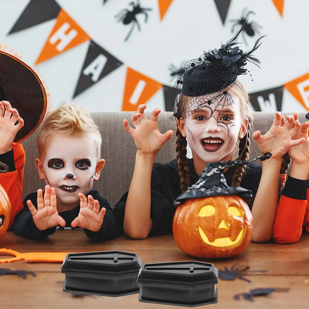 

3Pcs Coffin Box Decor Miniature Lidded Candy Storage Halloween Party Favors Scary Haunted House Prank Props Halloween