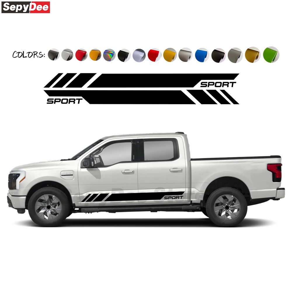 2Pcs Car Door Side Stripe Stickers for Ford F-150 F150 Racing Sport Body Rocker Panel Vinyl Film Decal 2020-2025