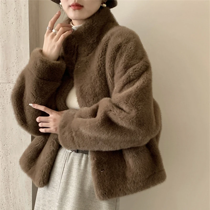 2025 femmes hiver chaud manteau fourrure fausse fourrure col montant manteau coupe-vent veste haut pour femme manteau Casaco Feminino