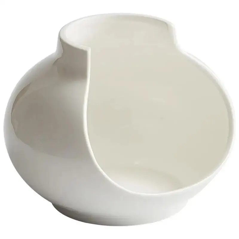 

White Irregular Tableware Ceramic Plate Dry Ice Restaurant Artistic Conception Cold Dish Bowl Art Decoration