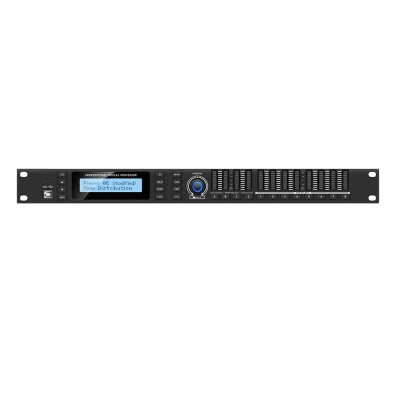 

Professional digital signal processing audio processor system 4 in 8 out limiter cross dynamic audio audio equipment