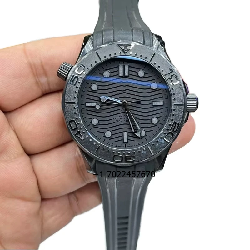 

Men's New 42mm Stainless Steel Analog Automatic Mechanical Wristwatch Diver 22mm Full Black Hollow Band Pointe
