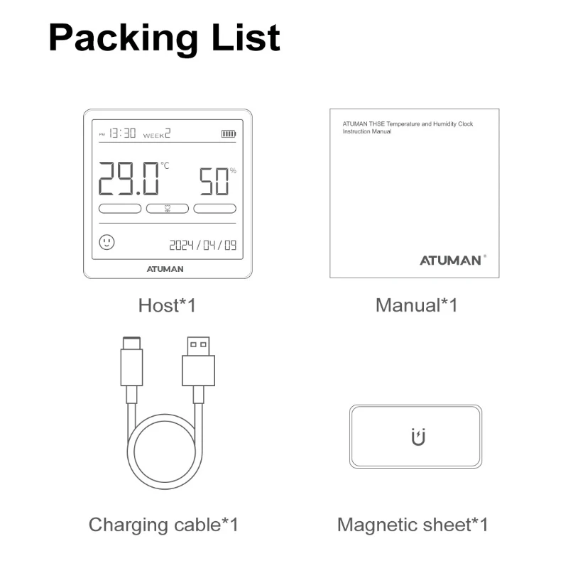 DUKA Atuman LCD Electronic Digital Temperature Humidity THSE Meter Clock Home Thermometer Hygrometer Sensor Weather Station