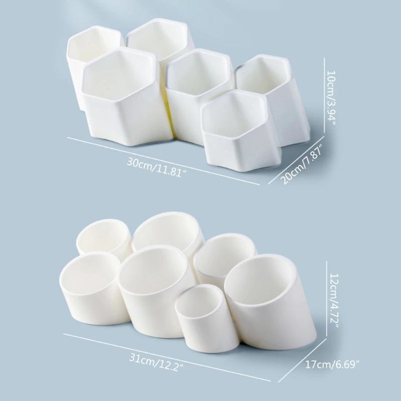 Organizador bolígrafos multifuncional, 6 compartimentos, soporte oblicuo para brochas maquillaje