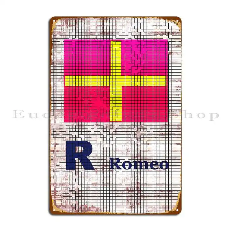 Nautical Flag Romeo Metal Sign Character Home Living Room Living Room Party Tin Sign Poster