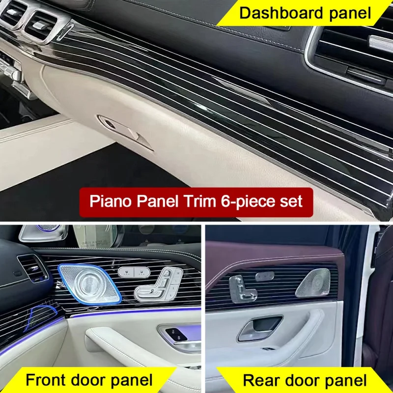  Paint Panel Car Door Dashboard Decorative 6-piece Set Piano Trim Kit For Mercedes-Benz GLE GLS W167