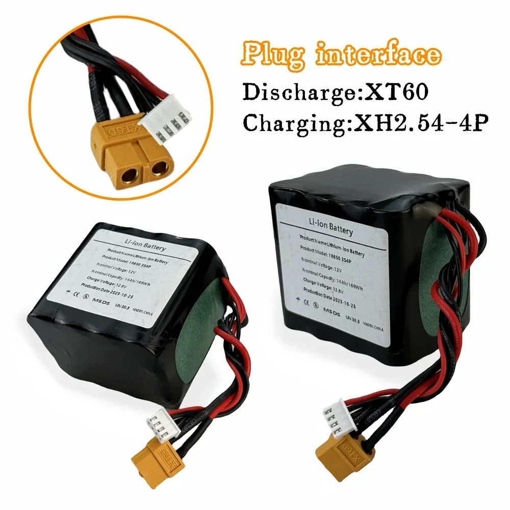High Capacity UAV Battery 18650 3S4P 12V 14Ah Rechargeable Li-ion Battery Pack for Various RC Airplane Quadrotor XH2.54-4P XT60