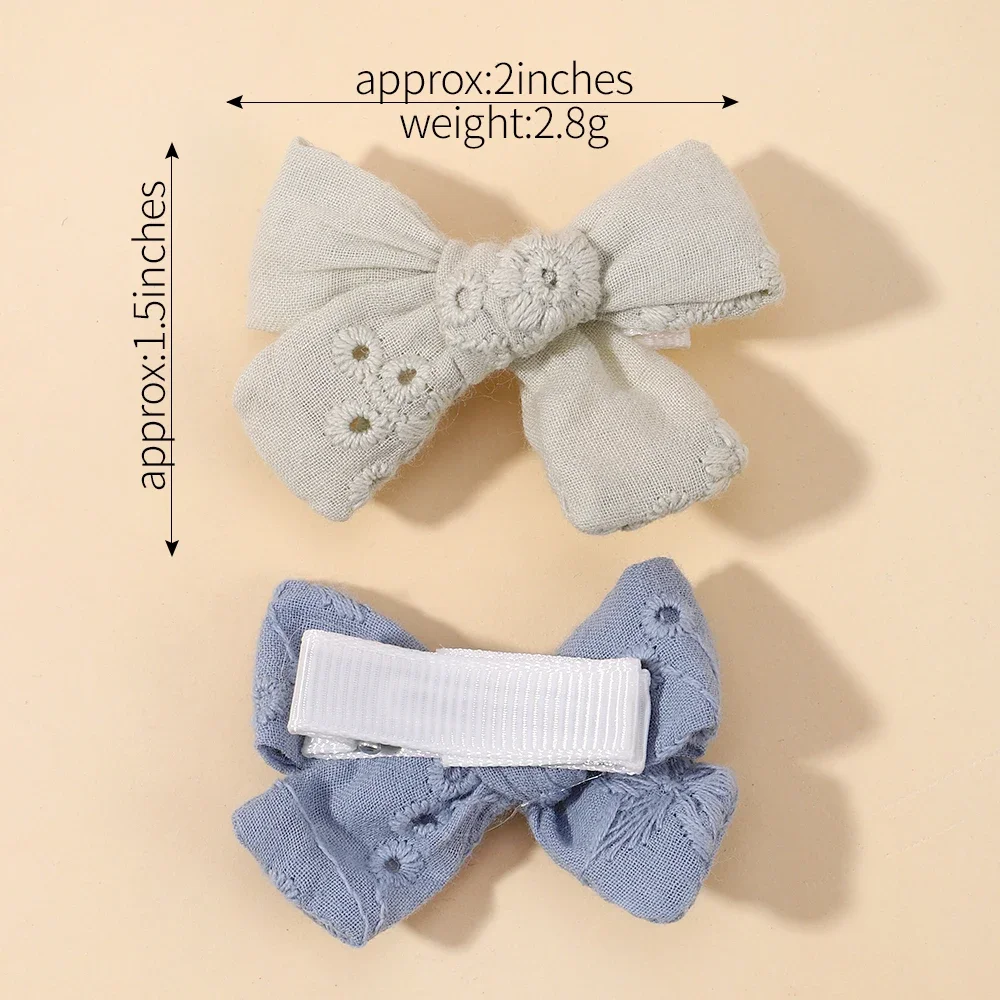 6pcs/Set Baby Mini Bowknot 2inch Hair Clips for Girl Cotton Print Hollow Hairpin Children Sweet Hairgripe Kids Hair Accessories