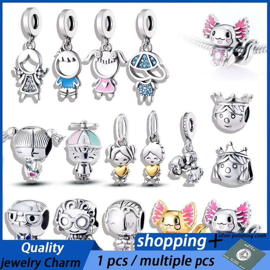 

Cartoon Charms Compatible With European Bracelets Axolotl Family&Doll Beads Fit DIY Jewelry Making Accessories For Wife/Lover.