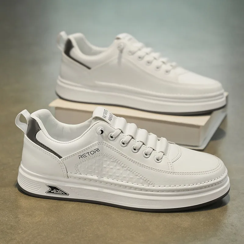 

2024New Business Casual Sneakers Commuter Daily Designer Shoes British Style Solid Color Versatile White Shoes Tenis Masculino