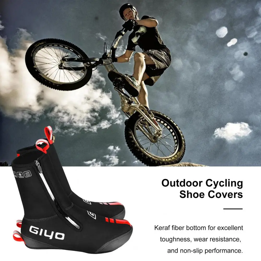 Windproof Cycling Shoe Covers Waterproof Cycling Shoe Covers with Plush Lining Anti-skid Design for Road Mountain Biking