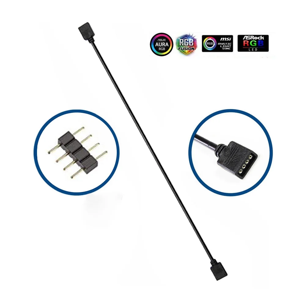 Cabo adaptador de extensão aurra rgb, 1 a 1, acessórios de computador, 5v, 3 pinos/12v, 4 pinos, cabo adaptador de 30cm, placa-mãe, cabo aurra para asus