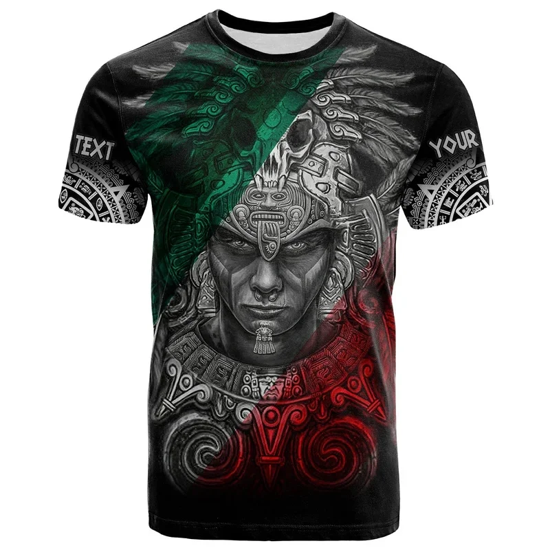 

Mexico T Shirt For Men 3d Print Aztec Warrior Eagle Skull Graphic T-Shirt Fashion Human Skeleton Short Sleeve Tops Kid Jersey