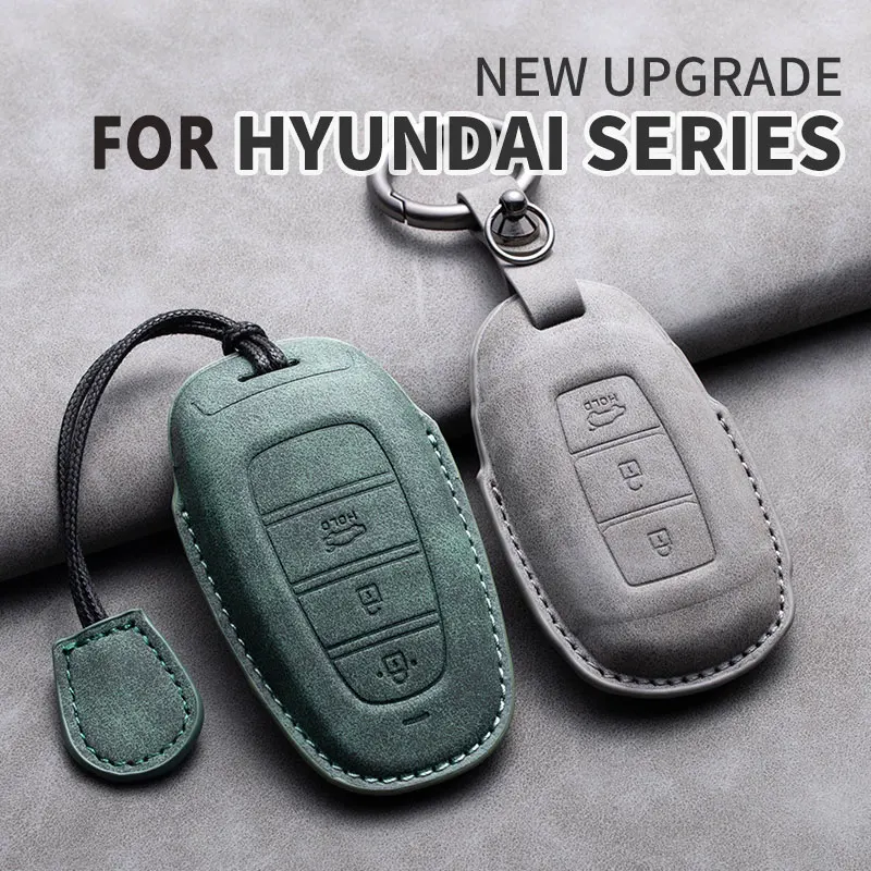 

Leather Car Key Case Cover Holder For Hyundai Grandeur HG Sedan Genesis G80 Santa Fe 3DM Grand SantaFe 2018 IX45 EQUUS Azera