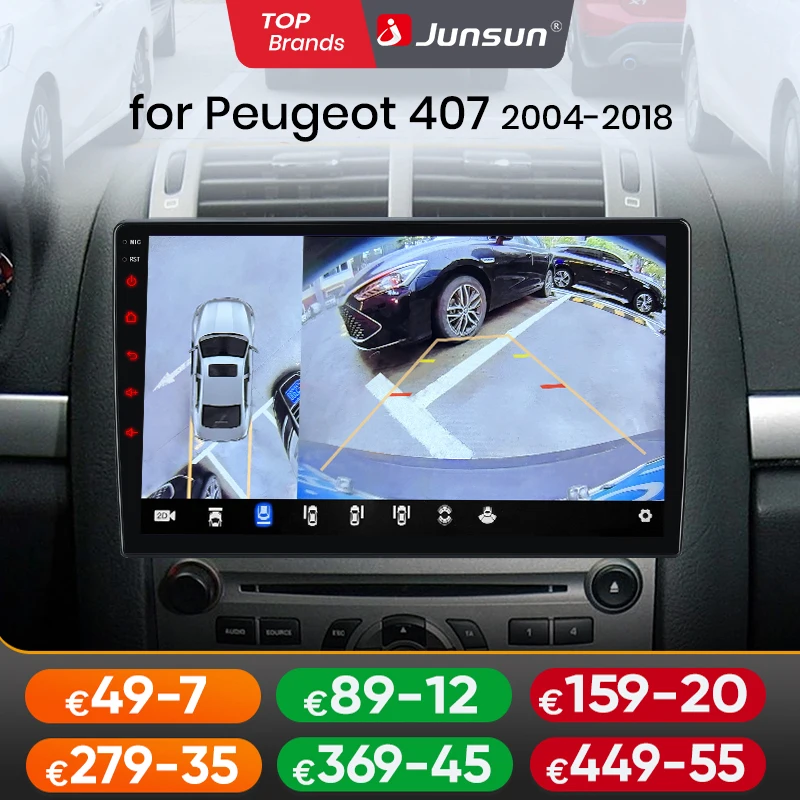 Junsun Wireless CarPlay for Apple Android Auto Car Radio for Peugeot 407 SW CC 2004-2011 Stereo Multimedia GPS Head Unit Screen