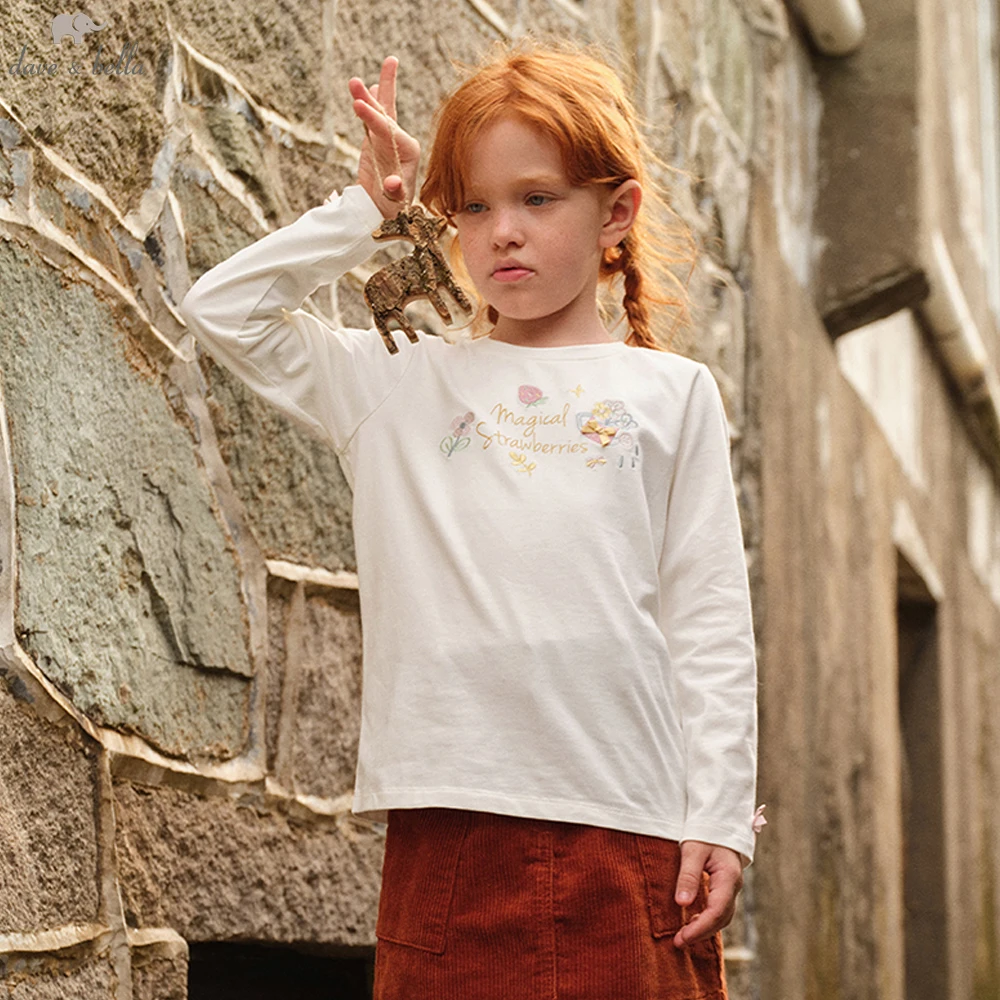 

Dave Bella Girls Cotton Long Sleeve T-shirt Cute Autumn Spring Printed Bottoming Shirt Children Party Formal Clothes DK3252708