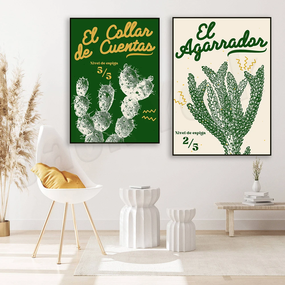 طباعة صبار عتيقة، فن الصبار، ملصق سفر المكسيك الإسباني