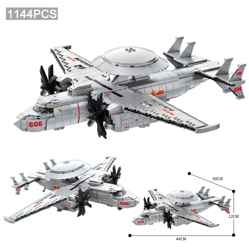 

1144 Pieces Creative Building Blocks Design Early Warning Aircraft Model Toys Small Blocks Assemble Fighter Plane Toy Boys Gift