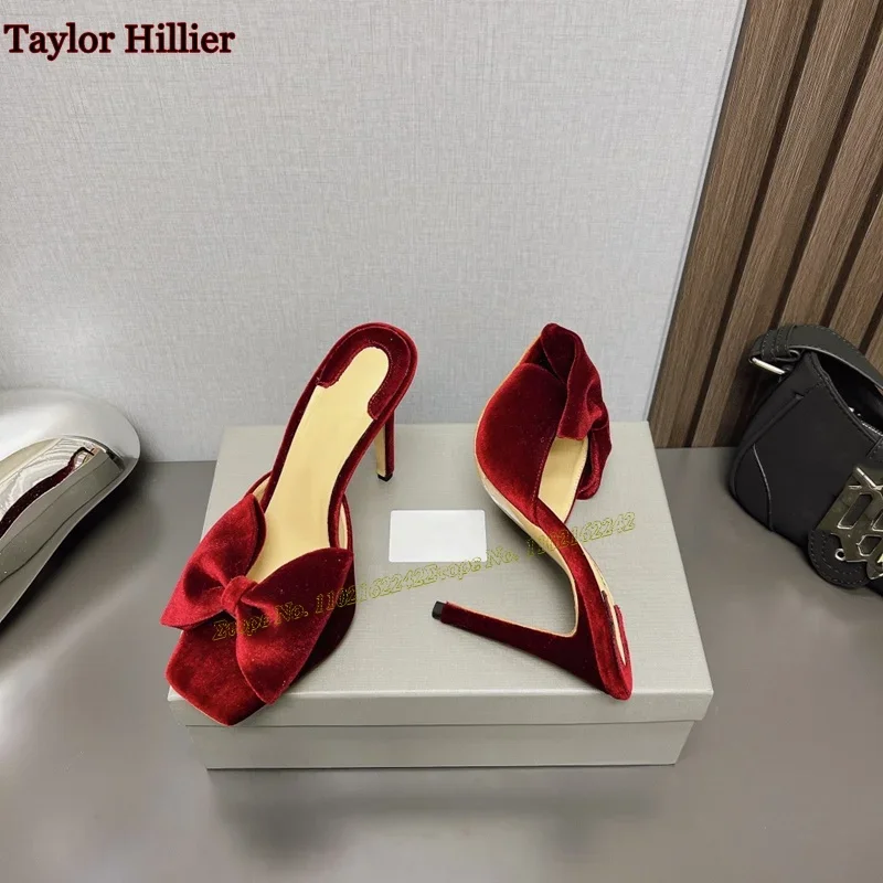 

Suede Bow High Heels Summer New Style Red Square Head Stiletto High Heels Sexy Fashion Party Dress Women'S Shoes Gladiator 43