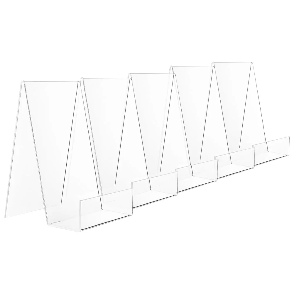 5 Pcs Book Display Rack Bookshelf Clear Acrylic Easel Comic Storage Stand Desktop Bookcase