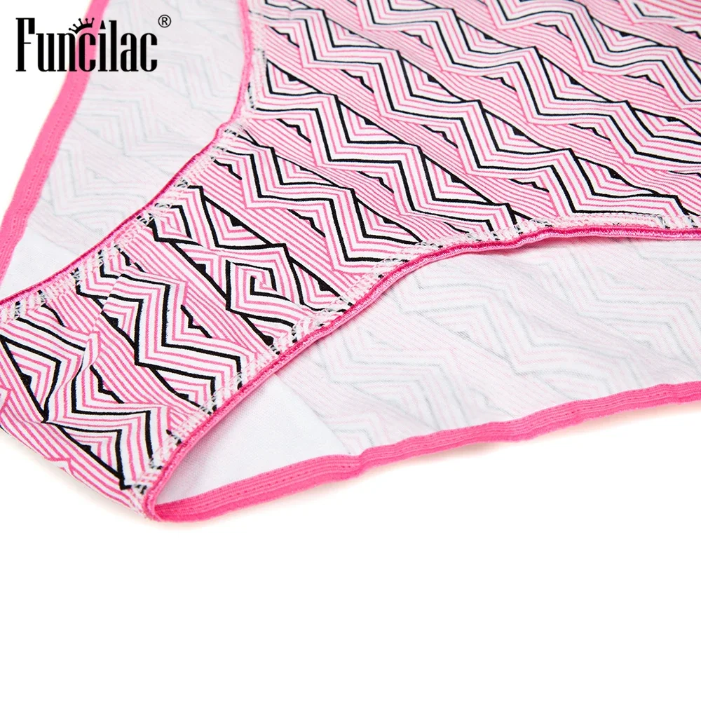 Plus Size Underwear Women Sexy Briefs Geometric Panties Cotton Crotch Mid-Rise High Quality Lingerie 2XL-4XL 6 pcs/lot