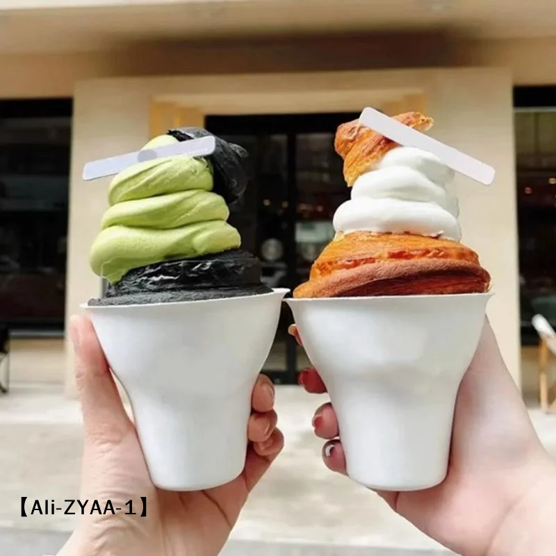 【A】10Pcs Disposable Ice Cream Cup Dessert Cake Paper Cup Shaved Ice Yogurt Bowl Food Grade Tiramisu Dessert Pulp Cups