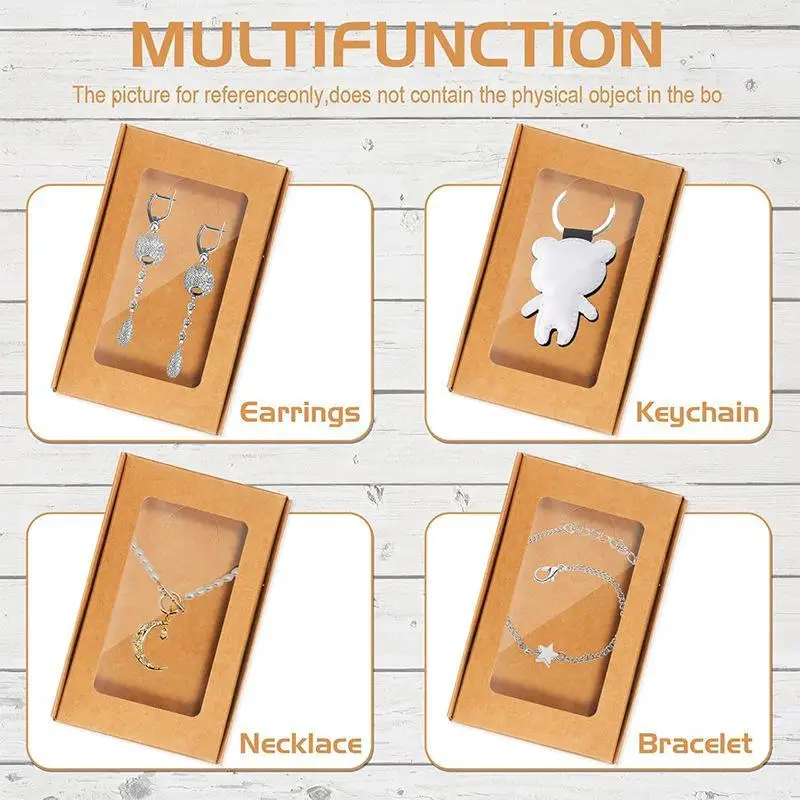 10 Stück Schmuckschachteln aus Kraftpapier mit Sichtfenster, elegantes Design, Geschenkverpackung für Valentinstag, Weihnachten, Schmuckgeschenke – Detail 6