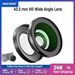NEEWER 40.5mm HD Wide Angle Lens For Sony ZV-1F ZV-E10 A5000 A6000,2 in 1 18mm Wide Angle & 10x Macro Additional Lens Adapter