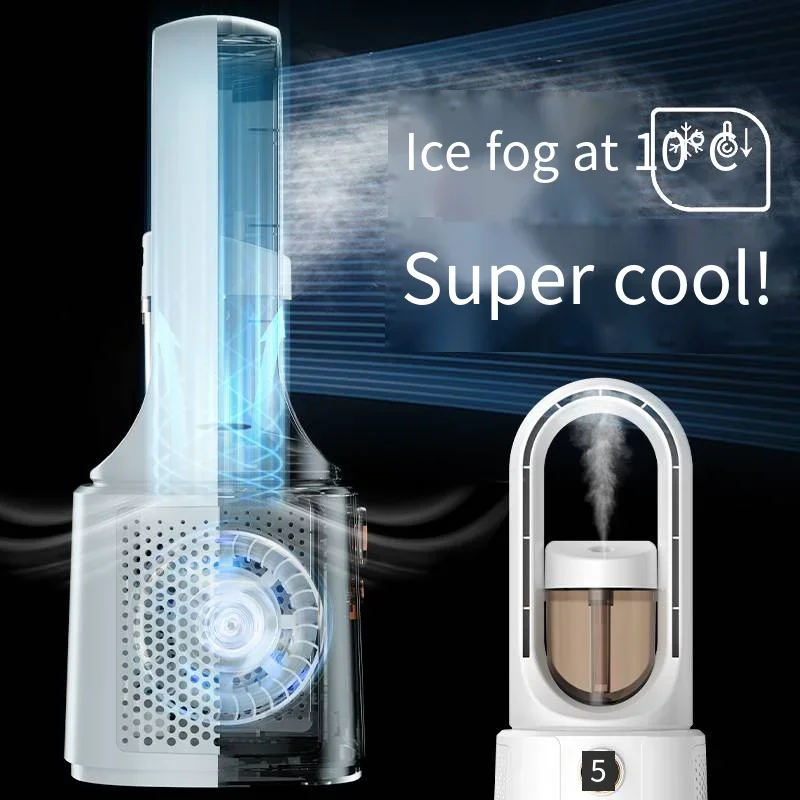 مروحة خالية من الشفرة مكيف هواء محمول شاشة LED لسطح المكتب بدون مروحة شفرة تبريد مروحة تبريد برج مبرد الهواء لغرفة النوم المكتبية