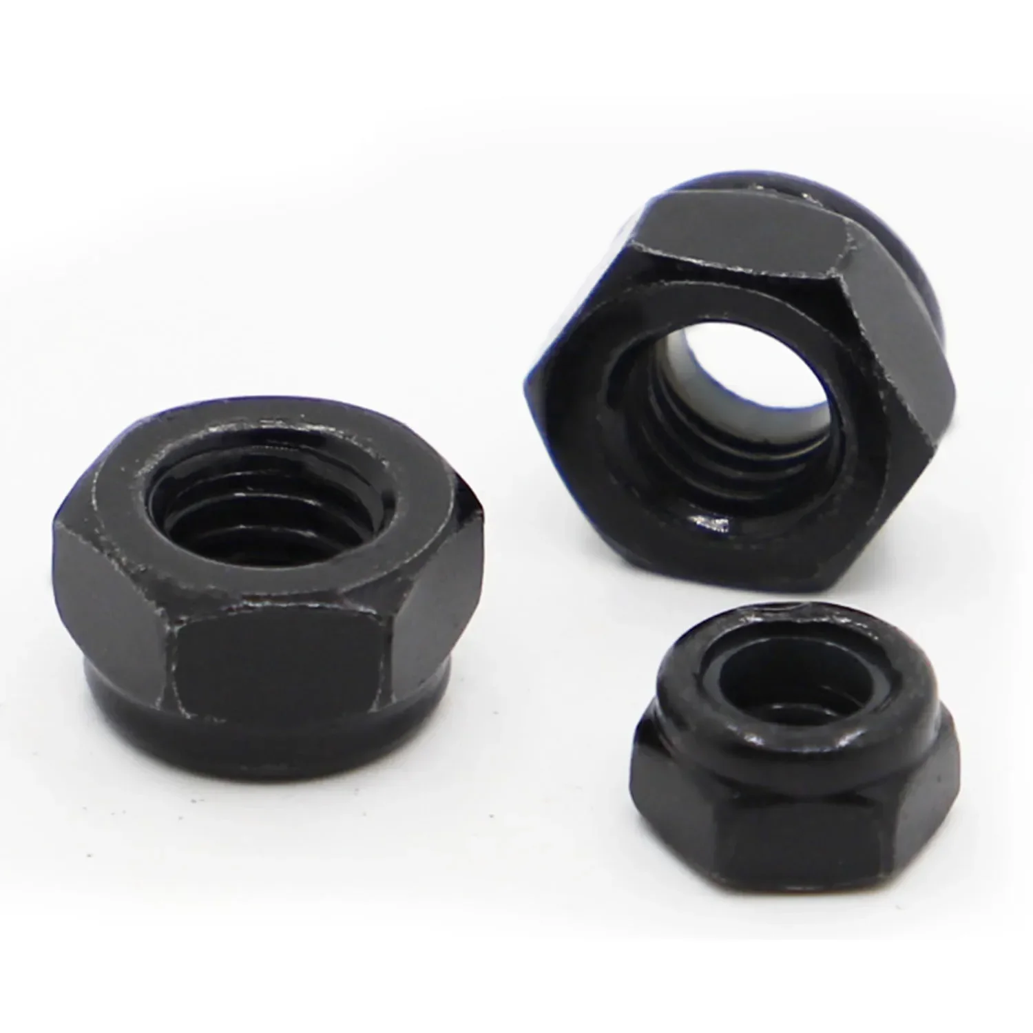 DIN985 M2 M2.5 M3 M4 M5 M6 M8 M10 M12 M16 Black Carbon Steel  Nylon Self-locking Hex Nuts Locknut Slip Lock Nut