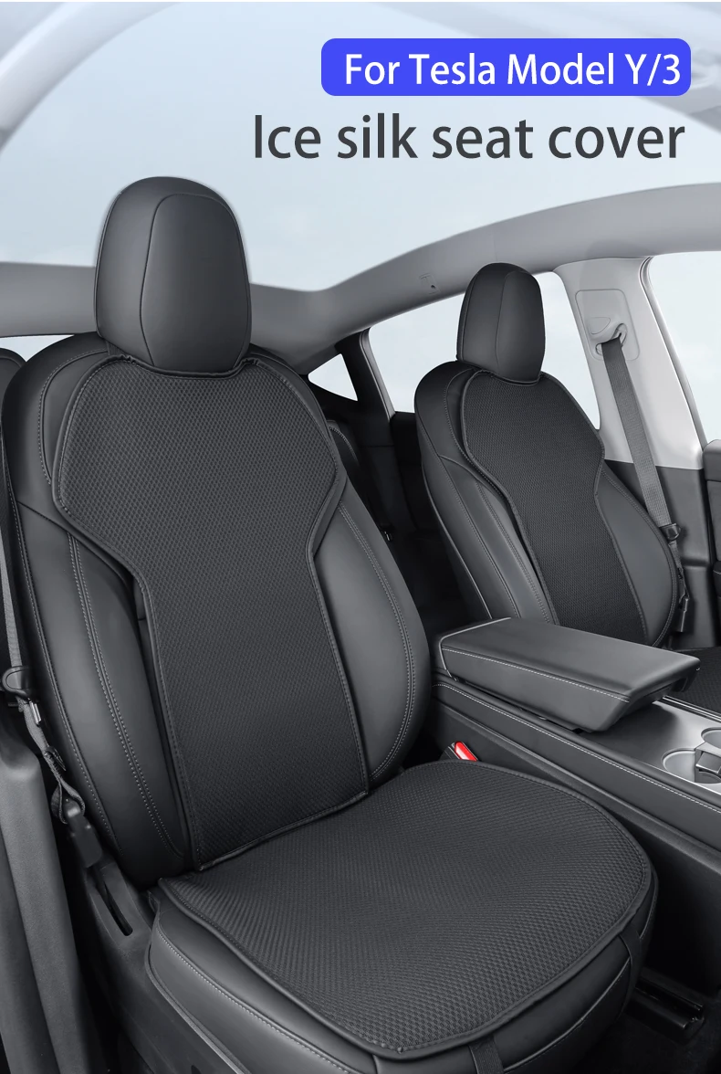 Für Tesla Model Y/3 2018-2026 / Y Juniper Eisseiden-Sitzbezugkissen Belüftung Atmungsaktivität Komfortables Autositz-Zubehör – Detail 1